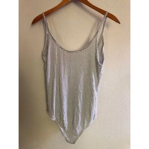 Zara striped bodysuit with plunging back-M